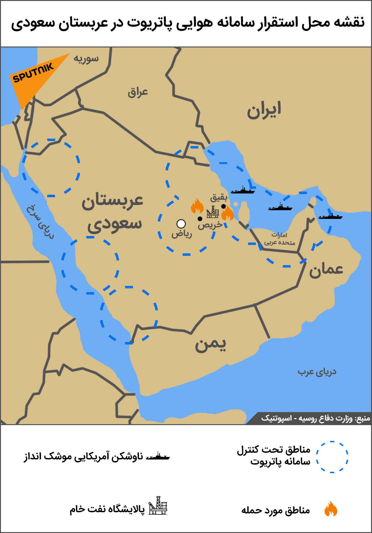 نقشه محل استقرار سامانه هوایی پاتریوت در عربستان سعودی - اسپوتنیک ایران  