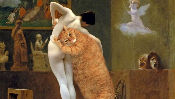 ژان لئون جروم ، گربه پیگمالیون و گالاته با گربه زاراستوسترا در پروژه سوتلانا پتروا  Fat Cat Art - اسپوتنیک ایران  