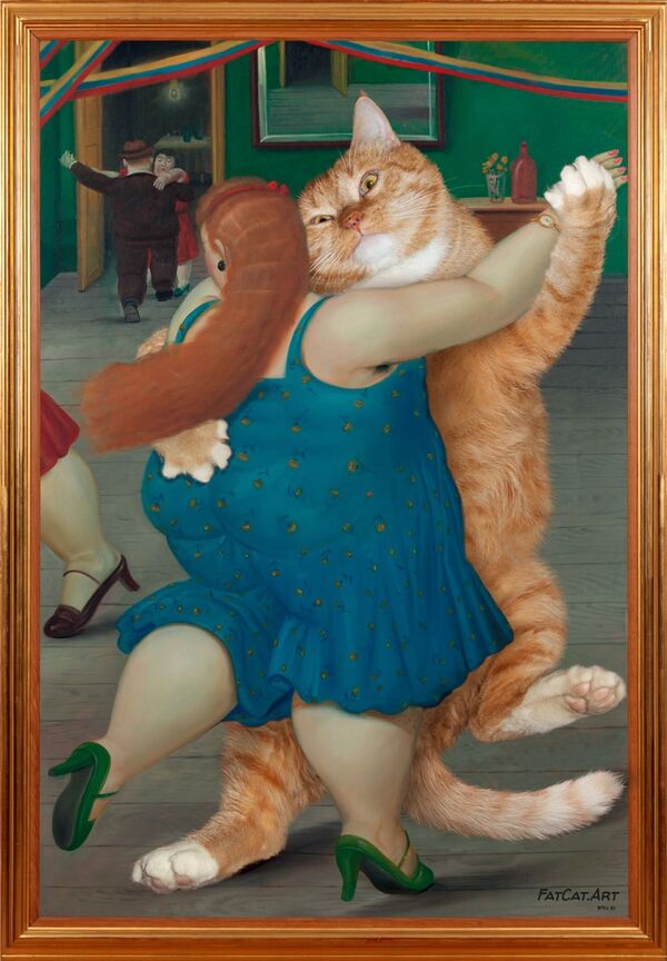 فرناندو بوترو ، زن و شوهر رقصنده. نسخه اصلی با گربه زاراستوسترا در پروژه سوتلانا پتروا  Fat Cat Art - اسپوتنیک ایران  