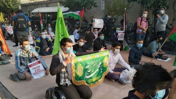تظاهر کنندگان در تهران پرچم فرانسه را آتش زدند + ویدئو - اسپوتنیک ایران  