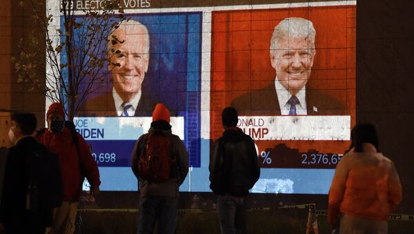 Экран с результатами выборов в Вашингтоне, США - اسپوتنیک ایران  
