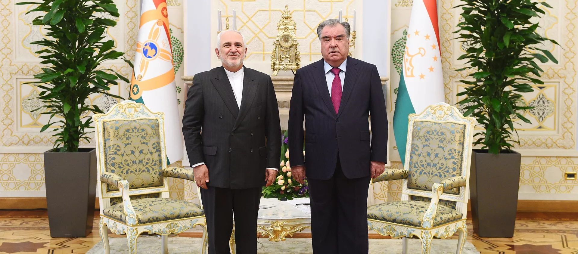 رئیس جمهور تاجیکستان امامعلی رحمان و وزیر امور خارجه ایران محمد جواد ظریف - اسپوتنیک ایران  , 1920, 29.03.2021