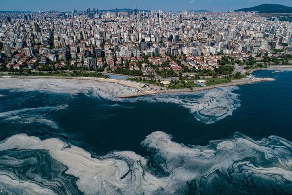 نمای دریای مرمره پوشیده از لیزاب در بندر استانبول از بالا - اسپوتنیک ایران  