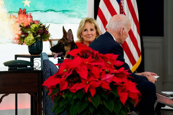سگ ژرمن شپرد یکی دیگر از سگ های بایدن است که در کاخ سفید نگهداری می شود. جو و جیل بایدن در کاخ سفید همراه سگ ژرمن شپرد هنگام دیدار با اعضای خدماتی در ساختمان اداری «آیزنهاور» در واشنگتن. - اسپوتنیک ایران  