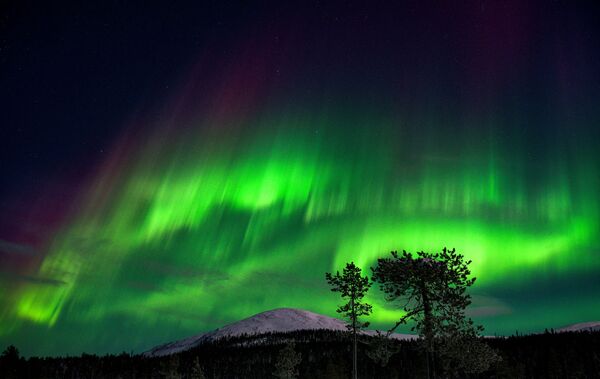 شفق، نور فضایی در آسمان کشورهای شمالی خودنمایی کرد. لاپلند فنلاند. - اسپوتنیک ایران  