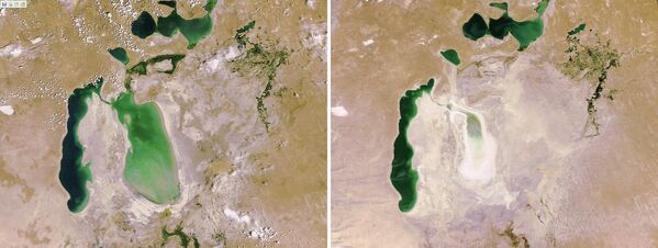 عقب نشینی چشمگیر خط ساحلی دریای آرال از سال 2006 تا 2009 - اسپوتنیک ایران  