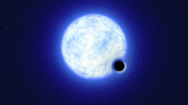 تصویر هنری از سیستم دوتایی VFTS 243، متشکل از یک ستاره آبی با جرم 25 برابر خورشید و یک سیاهچاله - اسپوتنیک ایران  
