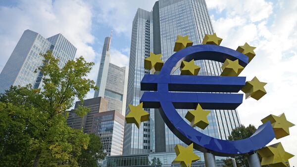 Логотип Центрального европейского банка во Франкфурте - اسپوتنیک ایران  
