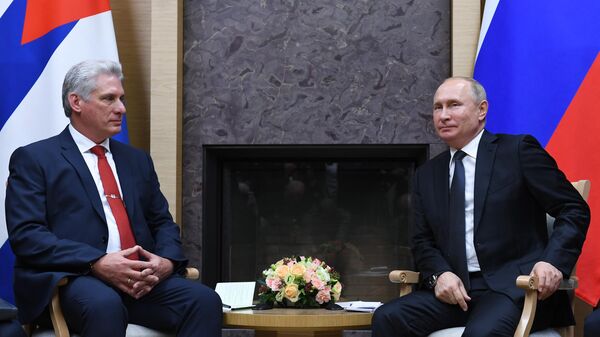 Russian President Vladimir Putin and Cuban President Miguel Diaz-Canel hold talks in Moscow, Russia. October 29, 2019 - اسپوتنیک ایران  