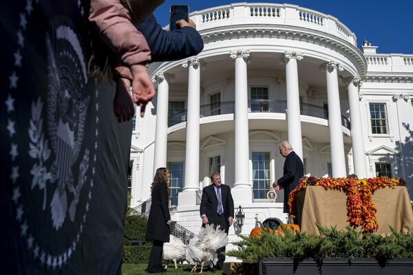 جو بایدن رئیس جمهور آمریکا به مناسبت روز شکرگزاری، بوقلمون های شکلات و چیپ را عفو کرد. - اسپوتنیک ایران  