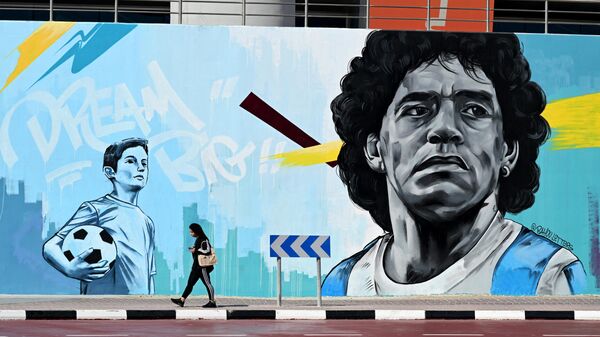 Граффити с изображением Диего Марадоны к ЧМ-2022 по футболу  - اسپوتنیک ایران  