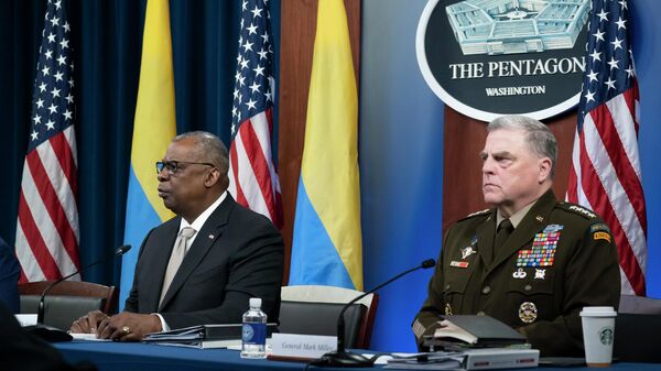 Министр обороны США Остин Ллойд на видеоконференции контактной группы по Украине в Пентагоне - اسپوتنیک ایران  