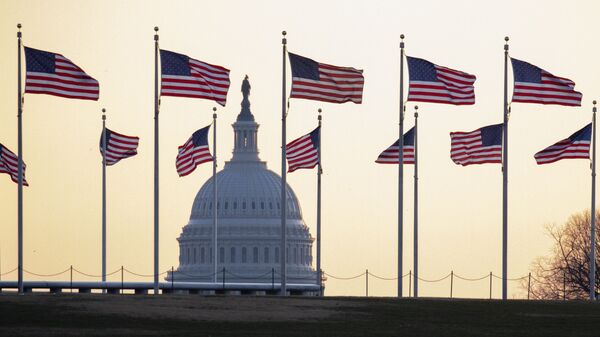 Американские флаги на фоне Капитолия в Вашингтоне, США - اسپوتنیک ایران  