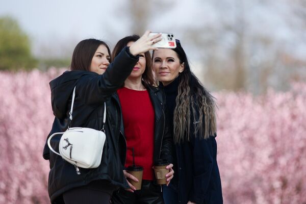 دختران در  پس زمینه آلو تزئینی &quot;نیگرا&quot; در پارک &quot;کراسنودار&quot; عکس می گیرند - اسپوتنیک ایران  