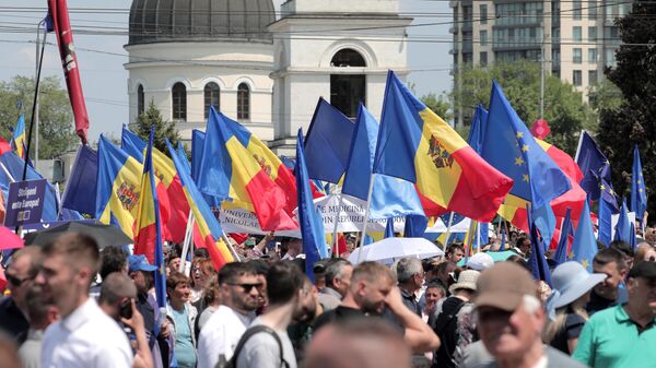 Митинг М. Санду Европейская Молдова - اسپوتنیک ایران  