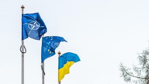 Флаг НАТО, Евросоюза и Украины - اسپوتنیک ایران  