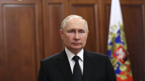 Президент РФ Владимир Путин во время обращения к гражданам России - اسپوتنیک ایران  