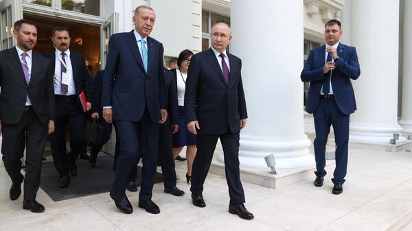 Президент РФ В. Путин и президент Турции Р. Т. Эрдоган - اسپوتنیک ایران  