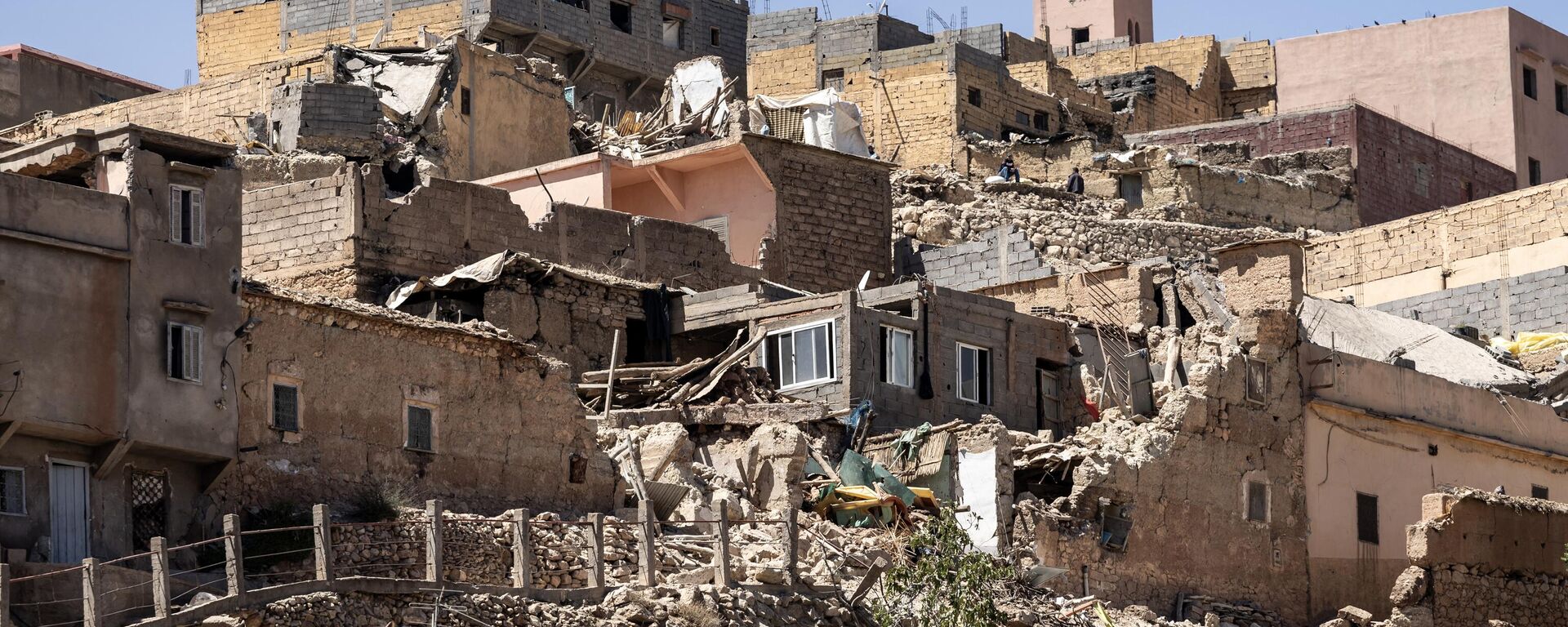 Поврежденные или разрушенные дома в результате землетрясения в Мулай-Брахиме, Марокко - اسپوتنیک ایران  , 1920, 10.09.2023