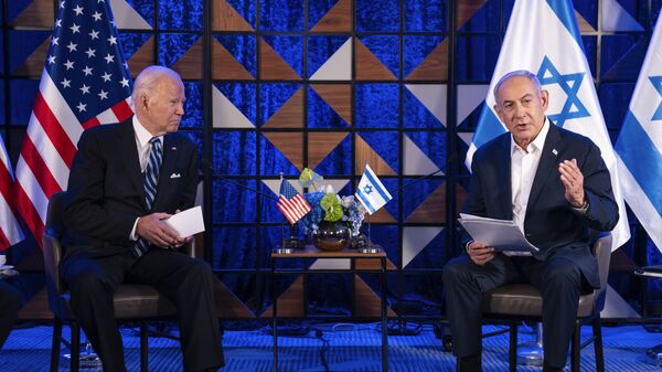Президент Джо Байден на встрече с премьер-министром Израиля Биньямином Нетаньяху - اسپوتنیک ایران  