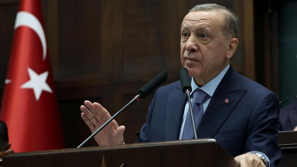 Президент Турции Реджеп Тайип Эрдоган выступает с речью на Великом национальном собрании Турции в Анкаре - اسپوتنیک ایران  