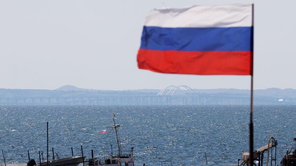 Вид на Крымский мост через Керченский пролив  - اسپوتنیک ایران  