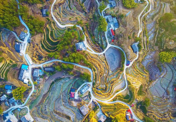 تپه‌های پلکانی  در روستای هلین در آنکینگ، در استان آنهویی در شرق چین. 12 ژانویه 2024 - اسپوتنیک ایران  