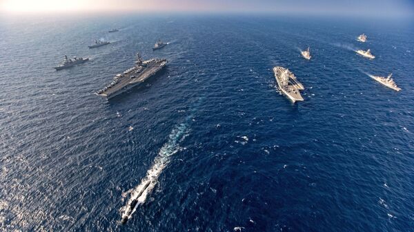Авианосцы и военные корабли участвуют во втором этапе военно-морских учений Малабар в Северном Аравийском море - اسپوتنیک ایران  