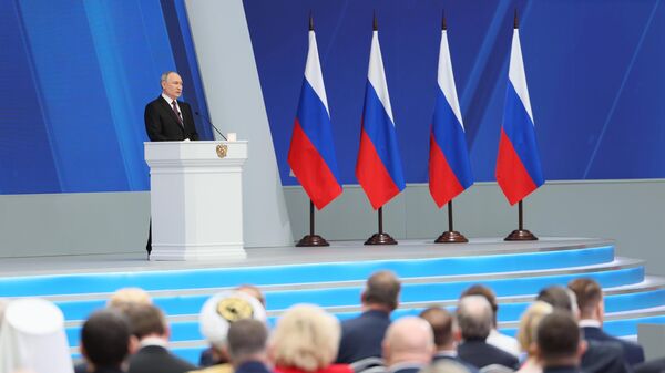 Президент РФ Владимир Путин выступает с ежегодным посланием к Федеральному Собранию - اسپوتنیک ایران  