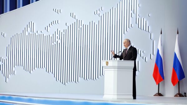Президент РФ Владимир Путин выступает с ежегодным посланием к Федеральному Собранию - اسپوتنیک ایران  