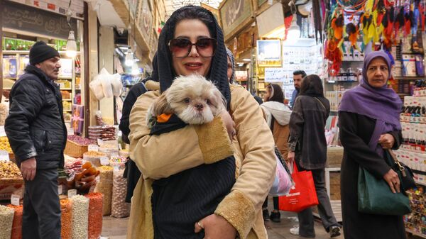 Женщина с собакой  на рынке в Тегеране, Иран - اسپوتنیک ایران  