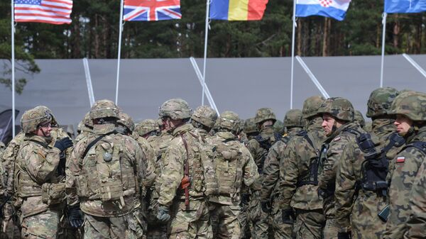 The welcoming ceremony for NATO's multinational battalion headed by the USA in Orzysz, Poland. - اسپوتنیک ایران  