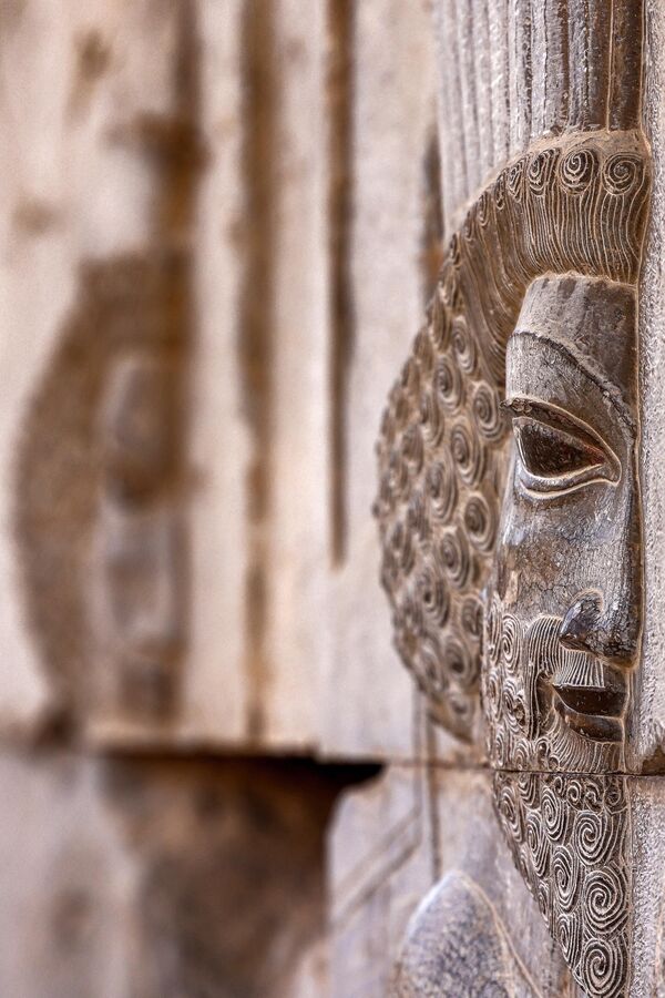 نقش برجسته ای که یک جنگجوی باستانی را نشان می دهد بر روی دیواری در ویرانه های تخت جمشید باستان، که به عنوان پایتخت امپراتوری ایرانی هخامنشی (550-330 قبل از میلاد) در جنوب ایران. - اسپوتنیک ایران  