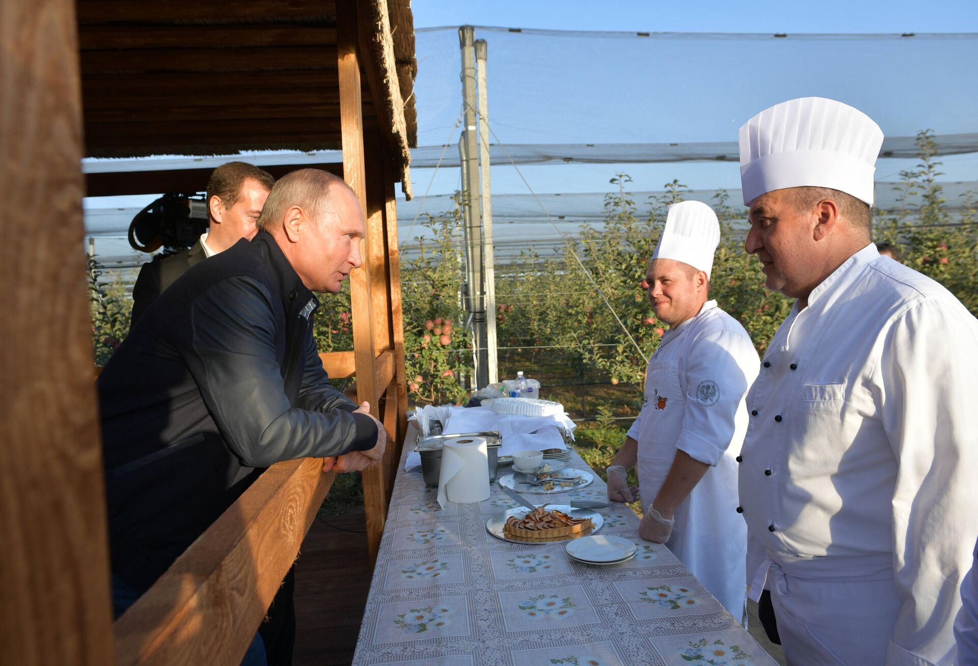 Russian President Vladimir Putin and Russian Prime Minister Dmitry Medvedev during a visit to the agricultural enterprise Rassvet in Stavropol Krai. - اسپوتنیک ایران  , 1920, 07.05.2025