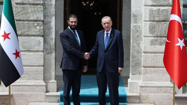 رجب طیب اردوغان ، رئیس جمهور ترکیه با احمد الشرع، رئیس جمهور موقت سوریه که در سفری اعلام نشده وارد استانبول شده بود، دیدار و گفتگو کرد - اسپوتنیک ایران  