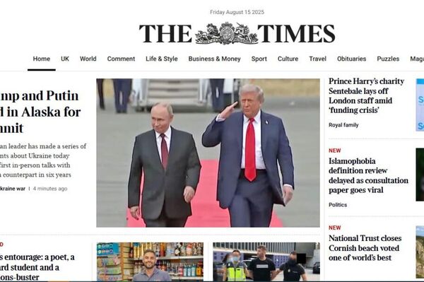 رسانه‌های جهان در حال انتشار تصاویر دیدار پوتین و ترامپ در آلاسکا در صفحات اول خود هستند - اسپوتنیک ایران  