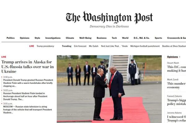 رسانه‌های جهان در حال انتشار تصاویر دیدار پوتین و ترامپ در آلاسکا در صفحات اول خود هستند - اسپوتنیک ایران  