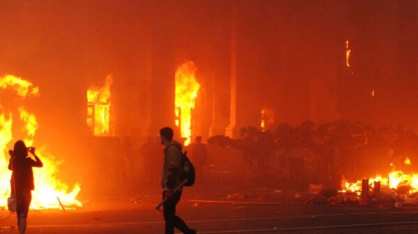 آتش‌سوزی در خانه اتحادیه‌ها در اودسا - اسپوتنیک ایران  
