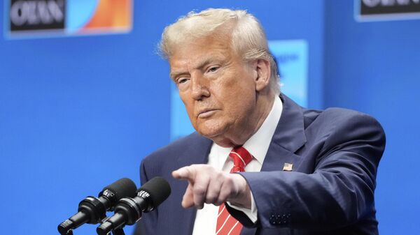 Президент Дональд Трамп на пресс-конференции после пленарного заседания саммита НАТО в Гааге, Нидерланды - اسپوتنیک ایران  