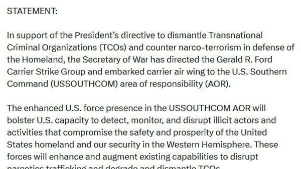 پیت هگست، وزیر دفاع ایالات متحده، گروه ضربت ناو هواپیمابر جرالد آر - اسپوتنیک ایران  