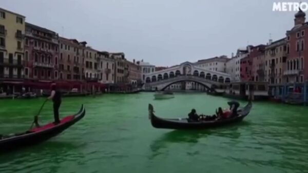 رسانه‌های محلی گزارش دادند که فعالان محیط زیست به رهبری گرتا تونبرگ در کانال بزرگ ونیز رنگ ریختند - اسپوتنیک ایران  