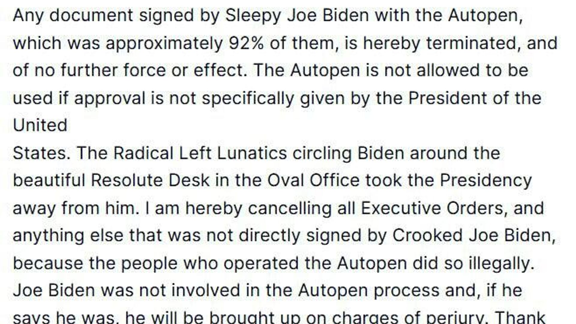 ترامپ اظهار داشت که تمام اسنادی که جو بایدن با خودکار امضا کرده، باطل و بیاعتبار هستند و دیگر اعتبار ندارند ترامپ اظهار داشت که تمام اسنادی که جو بایدن با خودکار امضا کرده، باطل و بیاعتبار هستند و دیگر اعتبار ندارند - اسپوتنیک ایران , 1920, 28.11.2025