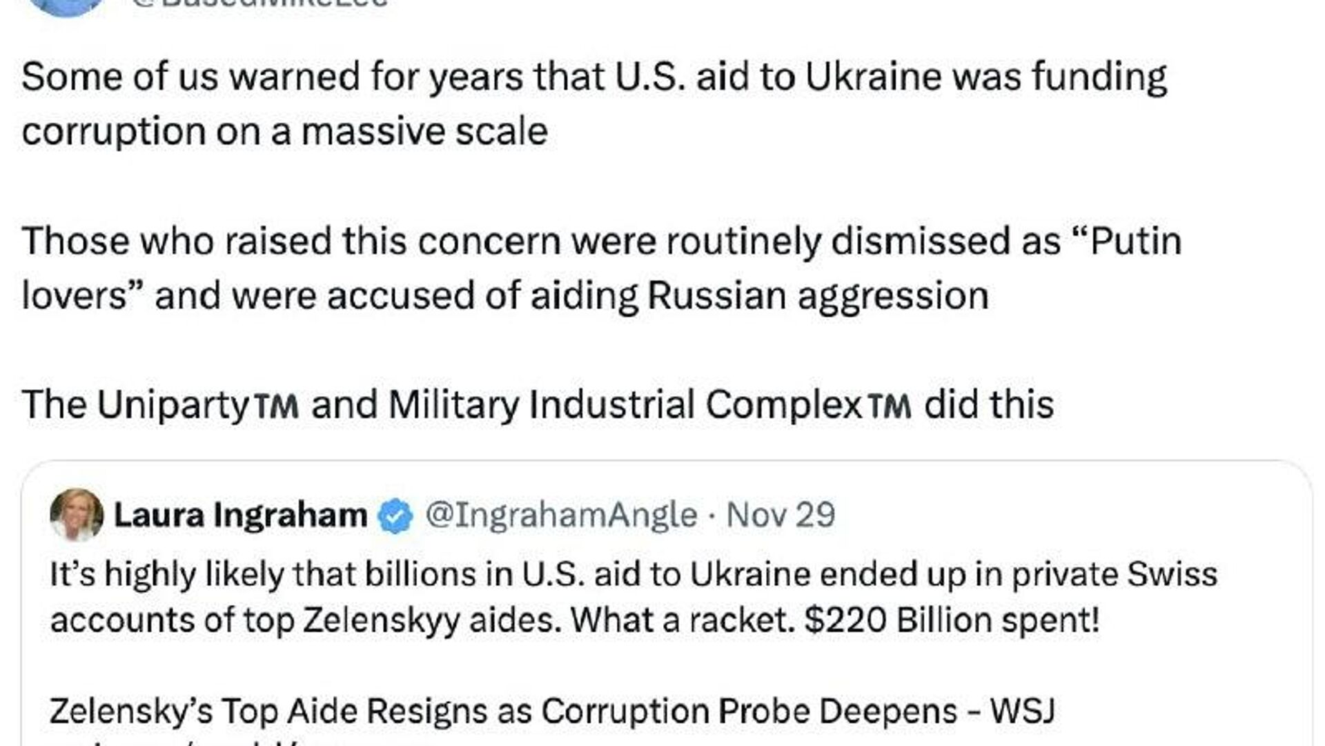 سناتور مایک لی حرف لورا اینگراهام، مجری آمریکایی را قبول دارد که ادعا کرده بود اوکراین توسط «باند مقامات فاسد» اداره میشود سناتور مایک لی حرف لورا اینگراهام، مجری آمریکایی را قبول دارد که ادعا کرده بود اوکراین توسط «باند مقامات فاسد» اداره میشود - اسپوتنیک ایران , 1920, 30.11.2025