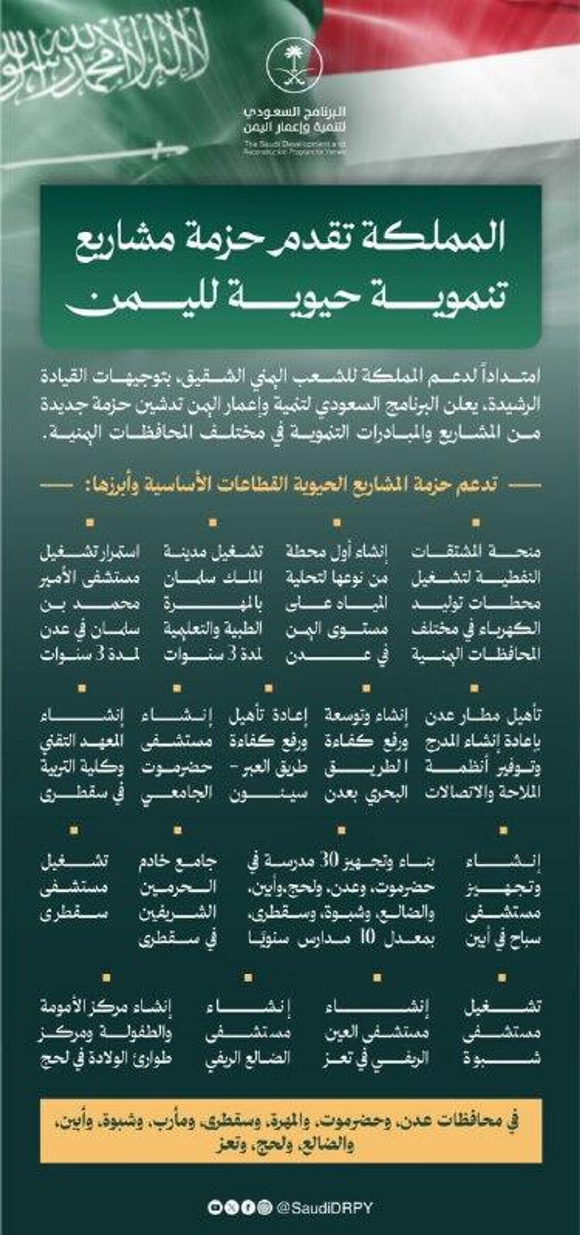 عربستان سعودی پروژه‌های توسعه به ارزش تقریباً نیم میلیارد دلار در یمن راه‌اندازی می‌کند - اسپوتنیک ایران  , 1920, 15.01.2026