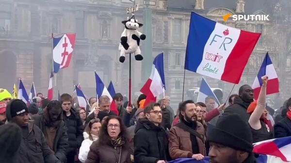 برگزاری راهپیمایی برای خروج فرانسه از اتحادیه اروپا در پاریس - اسپوتنیک ایران  