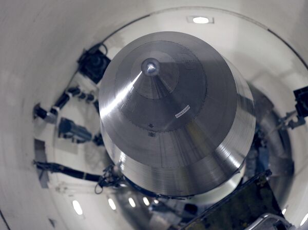 An inert Minuteman 3 missile is seen in a training launch tube at Minot Air Force Base, N.D. - اسپوتنیک ایران  
