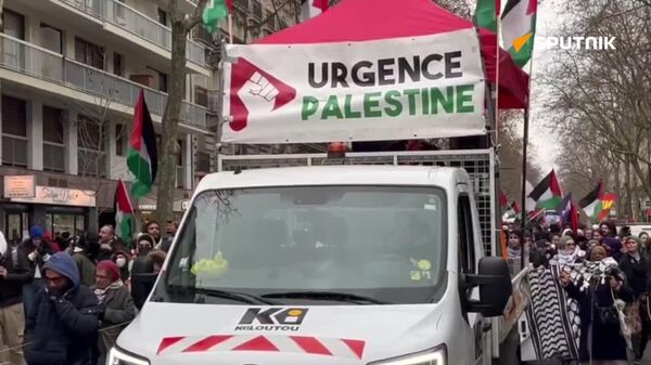 راهپیمایی همبستگی با مردم فلسطین در پاریس: «نسل‌کشی را متوقف کنید»، «ما همه فرزندان غزه هستیم» - اسپوتنیک ایران  