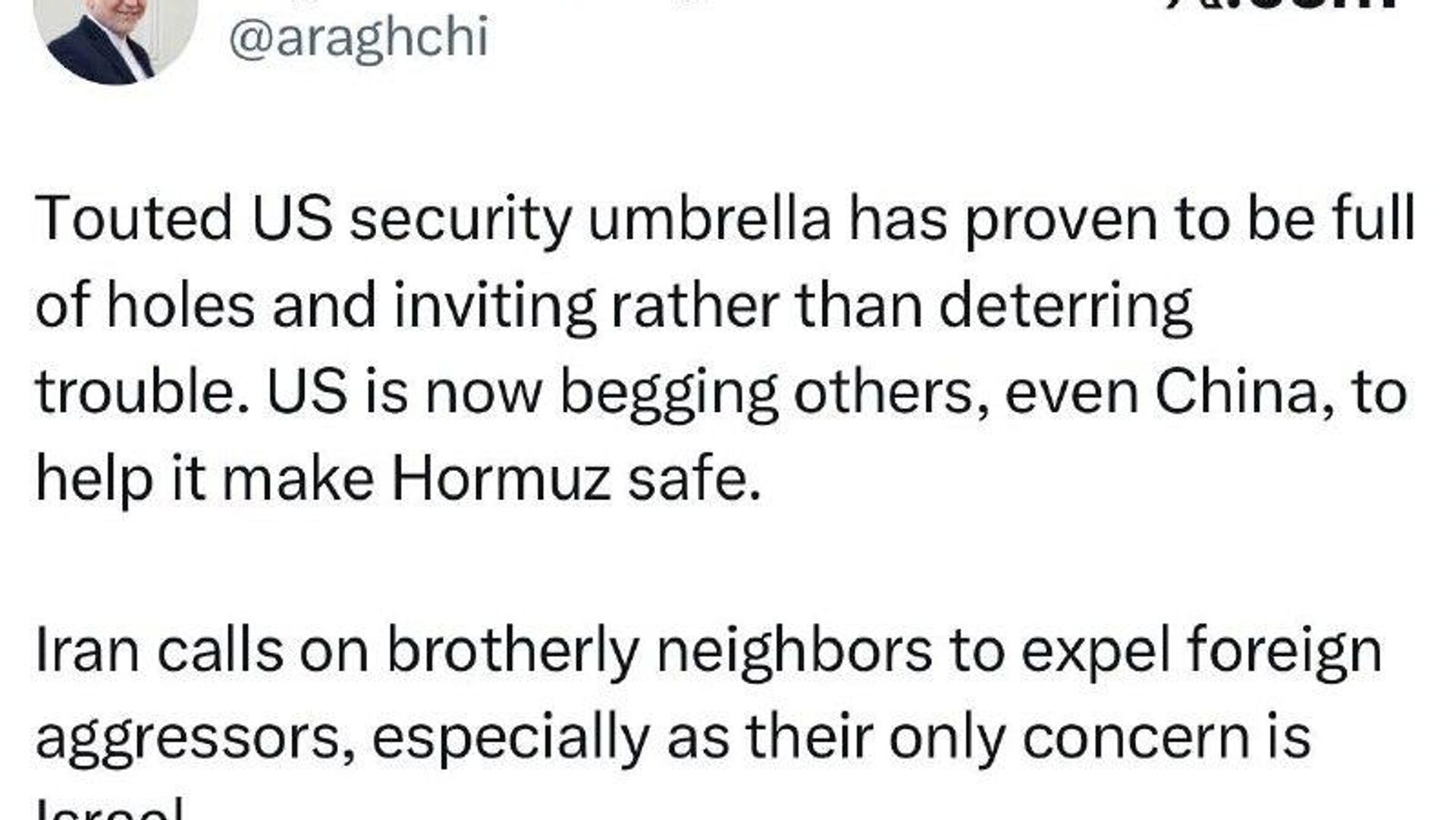 وزیر خارجه ایران تاکید کرد که تهران از برادران همسایه خود میخواهد نیروهای متجاوز خارجی را از سرزمینهایشان بیرون کنند وزیر خارجه ایران تاکید کرد که تهران از برادران همسایه خود میخواهد نیروهای متجاوز خارجی را از سرزمینهایشان بیرون کنند - اسپوتنیک ایران , 1920, 14.03.2026