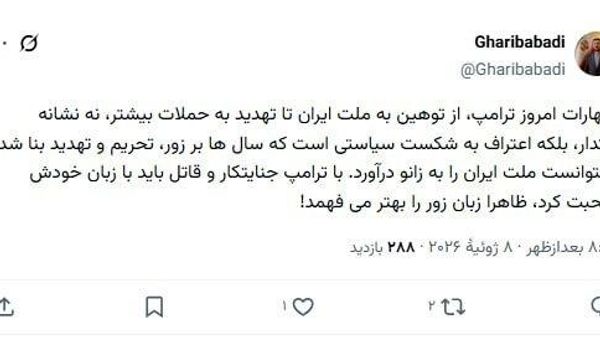 غریب آبادی: ظاهرا ترامپ زبان زور را بهتر میفهمد! - اسپوتنیک ایران  