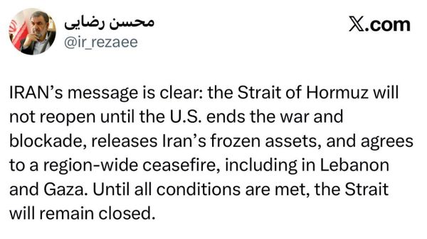 دبیر شورای عالی امنیت ملی ایران : تا زمانی که همه شرایط برآورده نشود، تنگه هرمز بسته خواهد ماند - اسپوتنیک ایران  